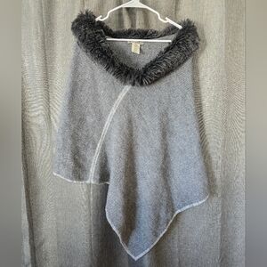Fratelli Talli Gray Pullover Poncho Shawl Sweater Wool Alpaca Blend Italian OS